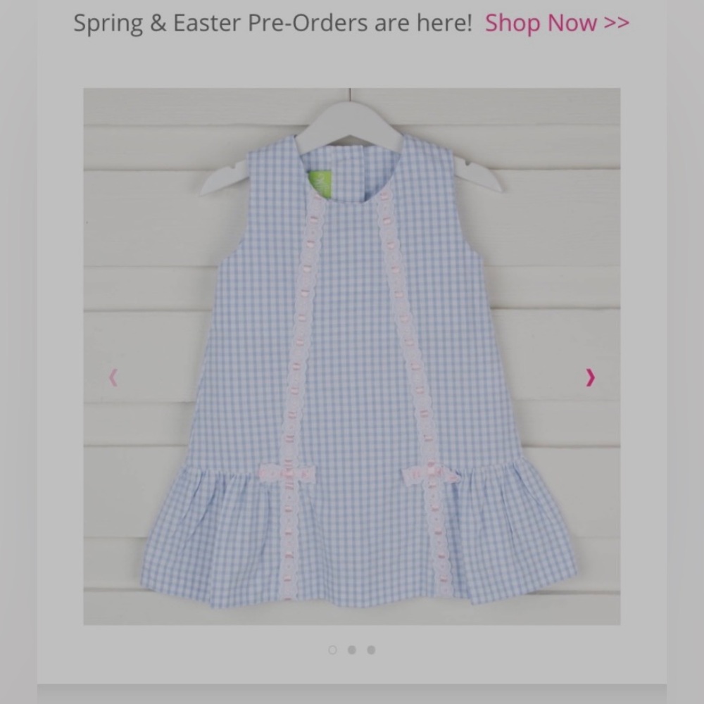 Classic Whimsy blue Gingham Girls Dress With Bows